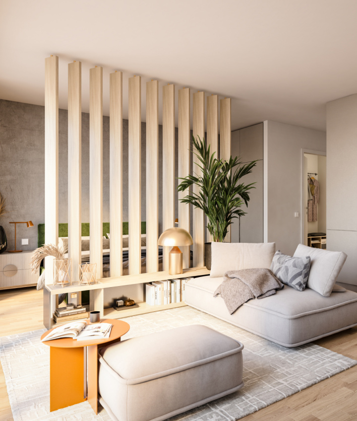 Visualisierung eines Wohnzimmers