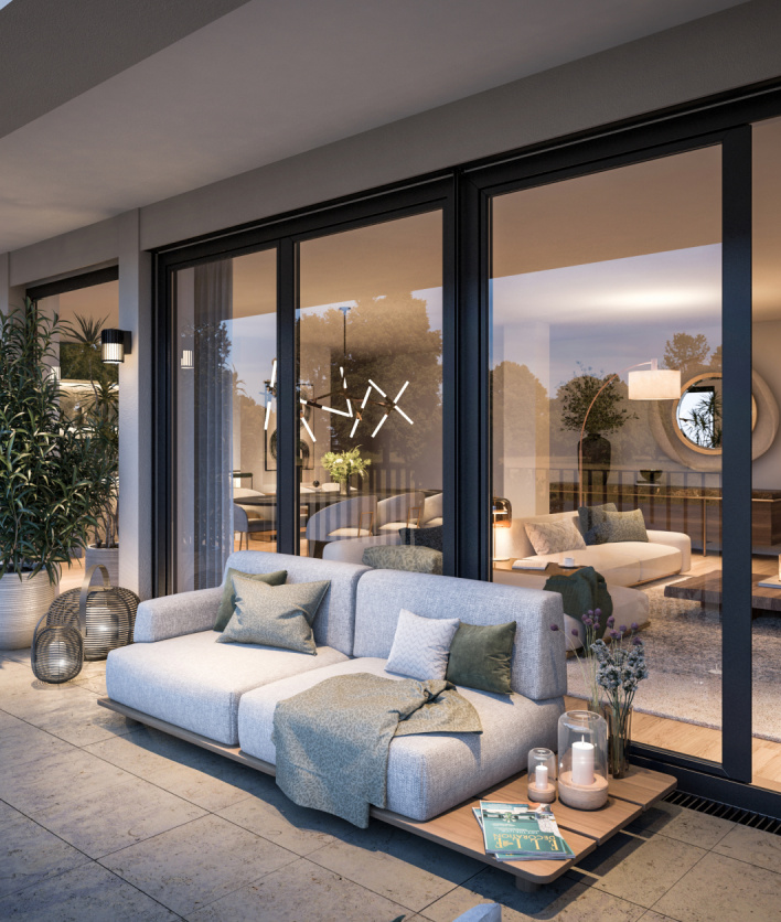 Visualisierung einer Terrasse mit Couch